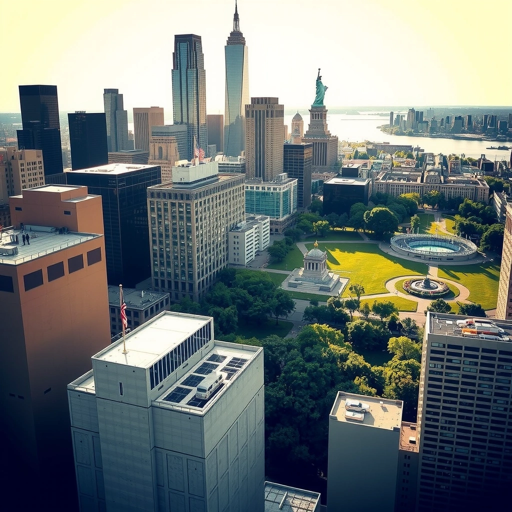 Нью-Йорк - небоскребы и Статуя Свободы